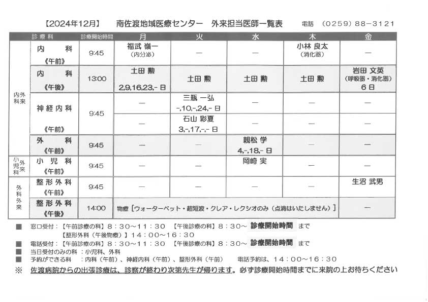 診療日　診療時間