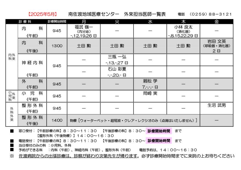 診療日　診療時間