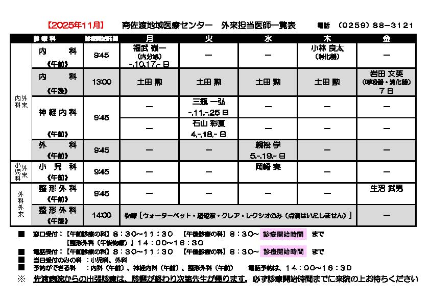 診療日　診療時間