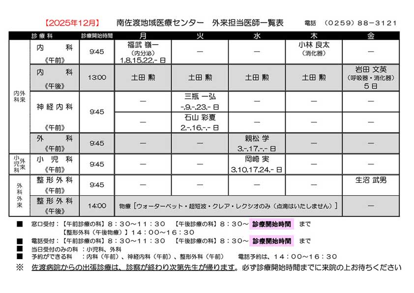 診療日　診療時間